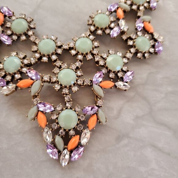 💖 J.Crew RARE HTF Antique Rhinestone Crystal Cluster Statement Necklace 💖 - Picture 5 of 16